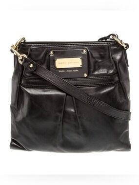 Marc Jacobs Palais Royale Asa Black Leather Crossbody with Gold Plaque